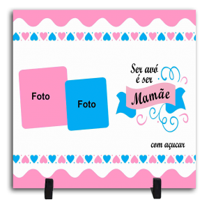 Azulejo Personalizado Com Duas Fotos - Avó Cerâmica Branca Brilho 15x15cm ou 20x20cm    Após concluir o pagamento, clique em preencher formulário para anexar seu arquivo ou escrever seu texto