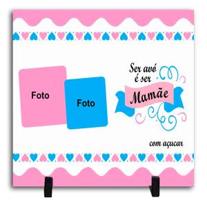 Azulejo Personalizado Com Duas Fotos - Avó Cerâmica Branca Brilho 15x15cm ou 20x20cm    Após concluir o pagamento, clique em preencher formulário para anexar seu arquivo ou escrever seu texto