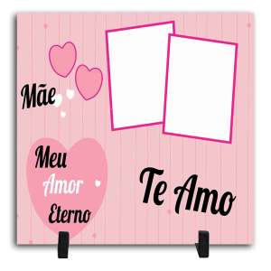 Azulejo Personalizado Com Duas Fotos - Mãe Amor Eterno Cerâmica Branca Brilho 15x15cm ou 20x20cm    Após concluir o pagamento, clique em preencher formulário para anexar seu arquivo ou escrever seu texto