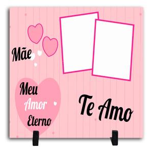 Azulejo Personalizado Com Duas Fotos - Mãe Amor Eterno Cerâmica Branca Brilho 15x15cm ou 20x20cm    Após concluir o pagamento, clique em preencher formulário para anexar seu arquivo ou escrever seu texto