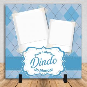 Azulejo Personalizado Com Duas Fotos Dindo Cerâmica Branca Brilho 15x15cm ou 20x20cm    Após concluir o pagamento, clique em preencher formulário para anexar seu arquivo ou escrever seu texto