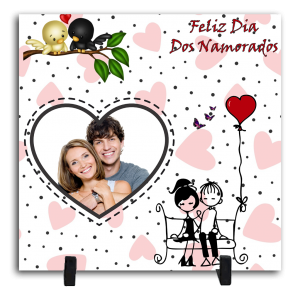 Azulejo Personalizado Com Uma Foto - Feliz Dia dos Namorados 5 Cerâmica Branca Brilho 15x15cm ou 20x20cm    Após concluir o pagamento, clique em preencher formulário para anexar seu arquivo ou escrever seu texto