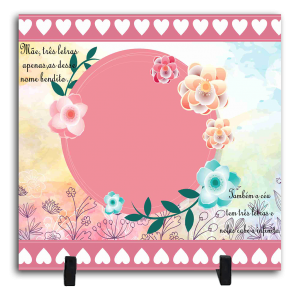 Azulejo Personalizado Com Uma Foto - Mãe Três Letras Cerâmica Branca Brilho 15x15cm ou 20x20cm    Após concluir o pagamento, clique em preencher formulário para anexar seu arquivo ou escrever seu texto