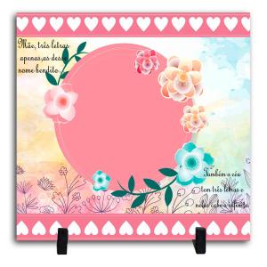Azulejo Personalizado Com Uma Foto - Mãe Três Letras Cerâmica Branca Brilho 15x15cm ou 20x20cm    Após concluir o pagamento, clique em preencher formulário para anexar seu arquivo ou escrever seu texto