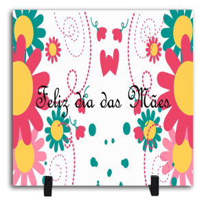 Azulejo Personalizado Pronto - Feliz Dia Das Mães 2 Cerâmica Branca Brilho 15x15cm ou 20x20cm    