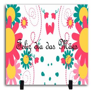 Azulejo Personalizado Pronto - Feliz Dia Das Mães 2 Cerâmica Branca Brilho 15x15cm ou 20x20cm    