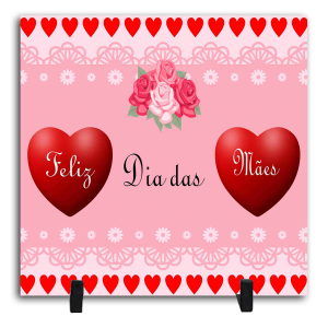 Azulejo Personalizado Pronto - Feliz Dia Das Mães 3 Cerâmica Branca Brilho 15x15cm ou 20x20cm    