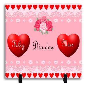 Azulejo Personalizado Pronto - Feliz Dia Das Mães 3 Cerâmica Branca Brilho 15x15cm ou 20x20cm    