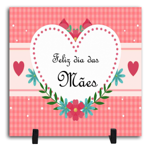 Azulejo Personalizado Pronto - Feliz Dias Das Mães 1 Cerâmica Branca Brilho 15x15cm ou 20x20cm    