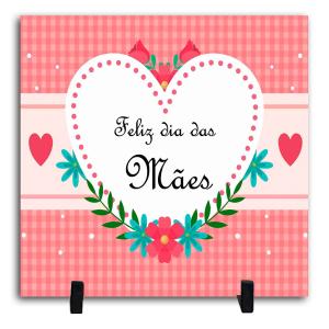 Azulejo Personalizado Pronto - Feliz Dias Das Mães 1 Cerâmica Branca Brilho 15x15cm ou 20x20cm    