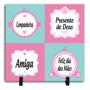 Azulejo Personalizado Pronto - Mãe Amiga Cerâmica Branca Brilho 15x15cm ou 20x20cm    