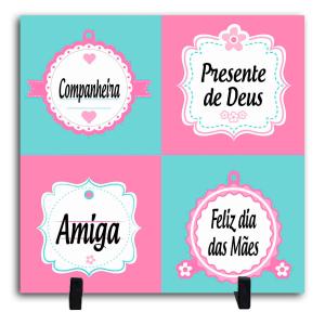 Azulejo Personalizado Pronto - Mãe Amiga Cerâmica Branca Brilho 15x15cm ou 20x20cm    