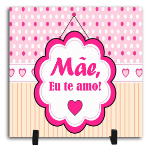 Azulejo Personalizado Pronto - Mãe Eu Te Amo Cerâmica Branca Brilho 15x15cm ou 20x20cm    