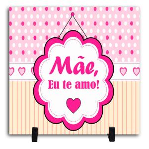 Azulejo Personalizado Pronto - Mãe Eu Te Amo Cerâmica Branca Brilho 15x15cm ou 20x20cm    