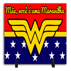 Azulejo Personalizado Pronto - Mãe Maravilha Cerâmica Branca Brilho 15x15cm ou 20x20cm    