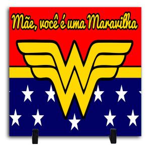 Azulejo Personalizado Pronto - Mãe Maravilha Cerâmica Branca Brilho 15x15cm ou 20x20cm    
