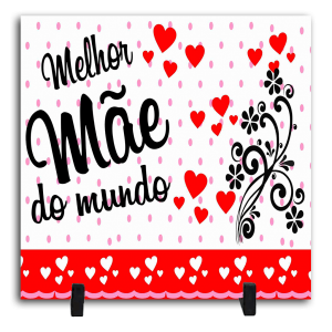 Azulejo Personalizado Pronto - Melhor Mãe do Mundo Cerâmica Branca Brilho 15x15cm ou 20x20cm    