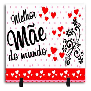 Azulejo Personalizado Pronto - Melhor Mãe do Mundo Cerâmica Branca Brilho 15x15cm ou 20x20cm    