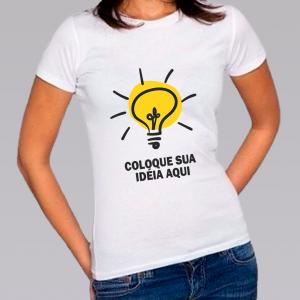 Camiseta Baby Look Personalizada Do Seu Jeito Poliéster Área de Impressão = 20x28cm Impressão frente   Após concluir o pagamento, clique em preencher formulário para anexar seu arquivo ou escrever seu texto