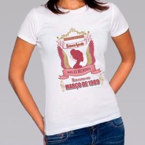 Camiseta Baby Look Personalizada Pronta Aniversário 1 - Enviar Mês e Ano Poliéster Área de Impressão = 20x28cm Impressão frente   Após concluir o pedido, escreva o mês e o ano no campo de observação e clique em salvar