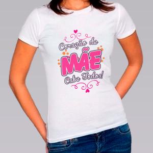 Camiseta Baby Look Personalizada Pronta - Coração De Mãe Poliéster Área de Impressão = 20x28cm Impressão frente   