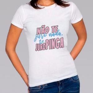 Camiseta Baby Look Personalizada Pronta Juropinga Poliéster Área de Impressão = 20x28cm Impressão frente   