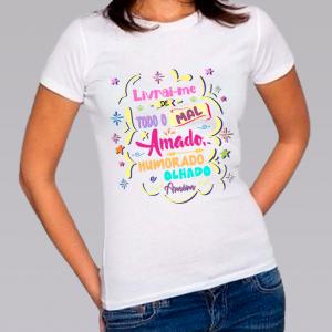 Camiseta Baby Look Personalizada Pronta Livrai-me Poliéster Área de Impressão = 20x28cm Impressão frente   