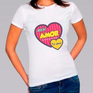 Camiseta Baby Look Personalizada Pronta - Mãe Amor Maior Poliéster Área de Impressão = 20x28cm Impressão frente   