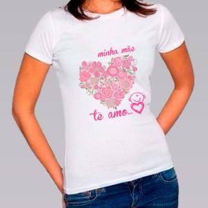 Camiseta Baby Look Personalizada Pronta - Te Amo Poliéster Área de Impressão = 20x28cm Impressão frente   