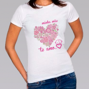 Camiseta Baby Look Personalizada Pronta - Te Amo Poliéster Área de Impressão = 20x28cm Impressão frente   