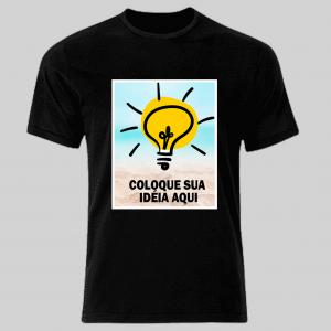 Camiseta Preta Unissex Personalizada Do Seu Jeito Algodão Área de Impressão = 29x42cm Impressão frente   Após concluir o pagamento, clique em preencher formulário para anexar seu arquivo ou escrever seu texto