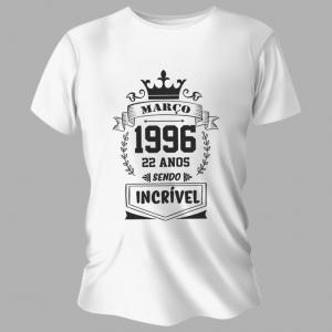 Camiseta Unissex Personalizada Pronta Aniversário Masculino 2 - Enviar Idade, Mês e Ano Poliéster Área de Impressão = 20x28cm Impressão frente   Após concluir o pedido, escreva a idade e o ano no campo de observação e clique em salvar