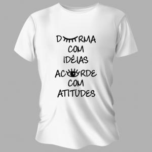 Camiseta Unissex Personalizada Pronta Durma Com Ideias Poliéster Área de Impressão = 20x28cm Impressão frente   