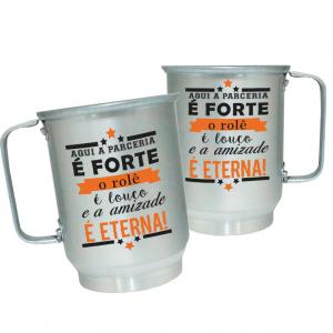 Caneca de Alumínio Personalizada Frases Divertidas Amizade Eterna Caneca de Alumínio 600ml Área de Impressão = 20 x 9,5cm    