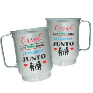 Caneca de Alumínio Personalizada Frases Divertidas Casal Caneca de Alumínio 600ml Área de Impressão = 20 x 9,5cm    
