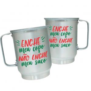 Caneca de Alumínio Personalizada Frases Divertidas Enche Meu Copo Caneca de Alumínio 600ml Área de Impressão = 20 x 9,5cm    