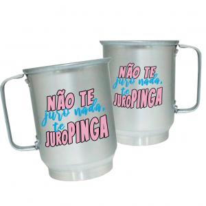 Caneca de Alumínio Personalizada Frases Divertidas Juropinga Caneca de Alumínio 600ml Área de Impressão = 20 x 9,5cm    
