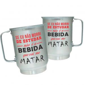 Caneca de Alumínio Personalizada Frases Divertidas Não Morri de Estudar Caneca de Alumínio 600ml Área de Impressão = 20 x 9,5cm    