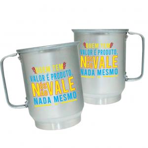Caneca de Alumínio Personalizada Frases Divertidas Não Vale Nada Caneca de Alumínio 600ml Área de Impressão = 20 x 9,5cm    