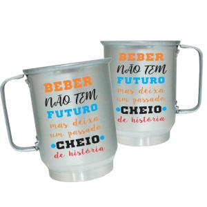 Caneca de Alumínio Personalizada Frases Divertidas Passado Cheio de História Caneca de Alumínio 600ml Área de Impressão = 20 x 9,5cm    