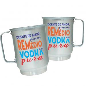 Caneca de Alumínio Personalizada Frases Divertidas Vodka Pura Caneca de Alumínio 600ml Área de Impressão = 20 x 9,5cm    