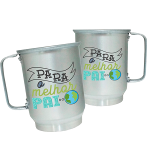 Caneca de Alumínio Personalizada Melhor Pai Caneca de Alumínio 600ml Área de Impressão = 20 x 9,5cm    