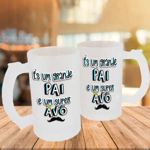 Caneca de Vidro Jateado Personalizada Avô Caneca de Vidro Jateado 475ml Área de Impressão = 20 x 9,5cm    