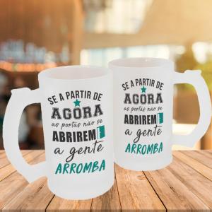 Caneca de Vidro Jateado Personalizada Frases Divertidas A Gente Arromba Caneca de Vidro Jateado 475ml Área de Impressão = 20 x 9,5cm    