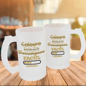 Caneca de Vidro Jateado Personalizada Frases Divertidas Facul Caneca de Vidro Jateado 475ml Área de Impressão = 20 x 9,5cm    