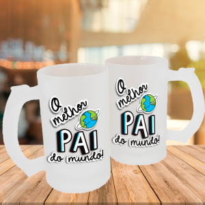 Caneca de Vidro Jateado Personalizada Melhor Pai Caneca de Vidro Jateado 475ml Área de Impressão = 20 x 9,5cm    
