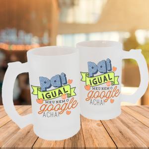 Caneca de Vidro Jateado Personalizada Nem o Google Acha Caneca de Vidro Jateado 475ml Área de Impressão = 20 x 9,5cm    