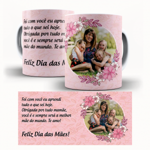 Caneca  Dia Das Mães Personalizada Com Uma Foto - Obrigada Mamãe Caneca de Cerâmica 325ml Área de Impressão = 20 x 9,5cm    Após concluir o pagamento, clique em preencher formulário para anexar seu arquivo ou escrever seu texto