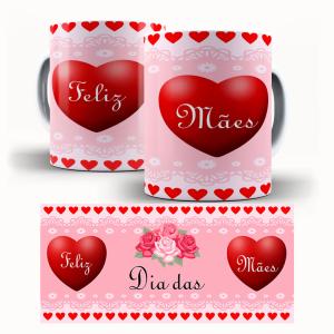 Caneca  Dia Das Mães Personalizada Pronta - Coração Caneca de Cerâmica 325ml Área de Impressão = 20 x 9,5cm    