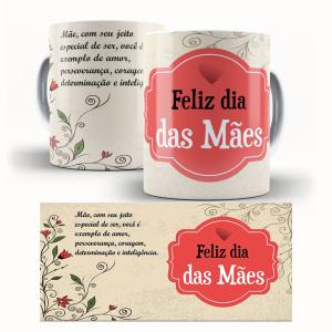 Caneca  Dia Das Mães Personalizada Pronta - Feliz Dia das Mães Caneca de Cerâmica 325ml Área de Impressão = 20 x 9,5cm    